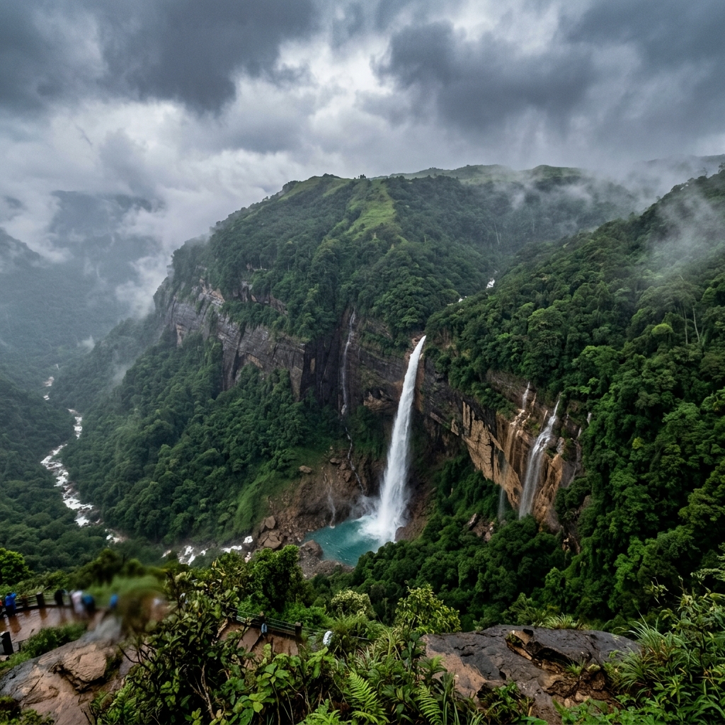 Nohkalikai Falls in Cherrapunji