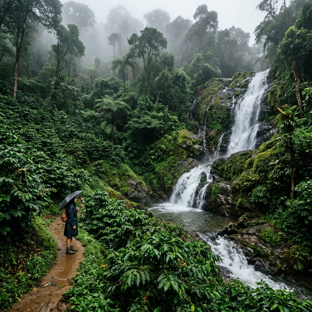 Waterfalls in Coorg coffee plantations