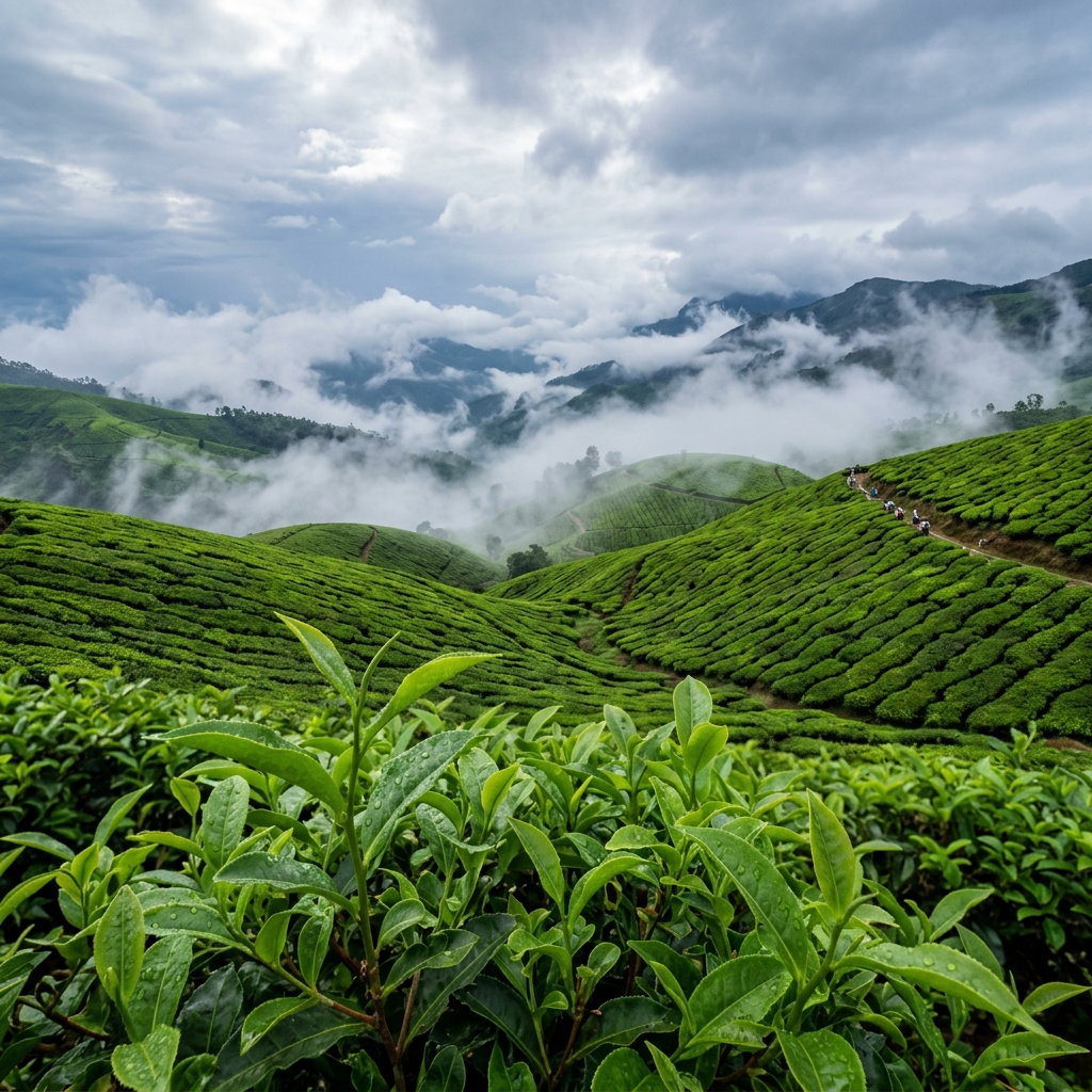 Misty tea gardens of Munnar